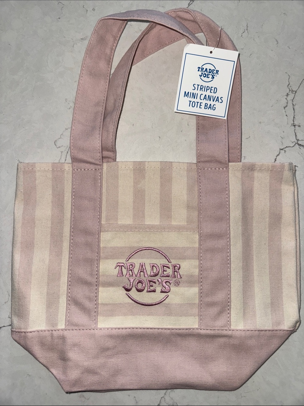 NEW Trader Joe’s PINk Stripe Canvas Tote Bag